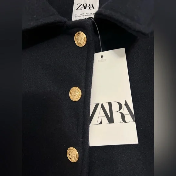 Zara Midnight Blue Utility Jacket with Gold Accents - Picture 3 of 7